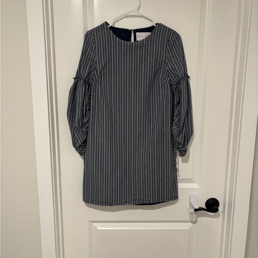Charles Henry Navy and White Striped Mini Dress